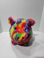 FAB NY Large Soft Plush Neon Rainbow Tie Dye Piggy Bank  picture