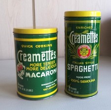 Vintage 1980’s Creamettes Macaroni Spaghetti Advertising Tin Canisters Replicas picture