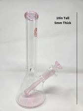 SALE 10in 5mm Pink Glass Beaker Water Filter Bong Hookah Bubbler picture