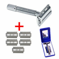 Safety Razor For Men Double Edge Stainless Steel With 5 Blade Mirror Travel Case picture