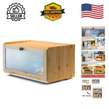 Large Capacity Bamboo Bread Box with Window - Elegant Farmhouse Design picture