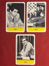 1998 JAHRHUNDERTS-CHESS MASTERS-BOBBY FISCHER-GARRI KASPAROW & STEINITZ-3 CARDS picture