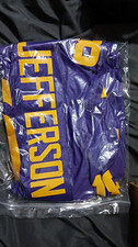 Justin Jefferson Custom Signed Purple & Gold Football-NFL Jersey #18 