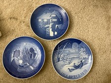 B&G Copenhagen Christmas Plates 1970–1973 Denmark Porcelain Lot of 3 Vintage picture