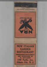 1930s Matchbook Cover Diamond Quality NRA - New Italian Garden Restaurant Atlant picture