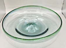 Rare Large Handcrafted Blown Glass Green Tinted Bowl.  approx 10.5