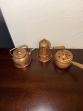 Set of three vintage miniature copper kitchenware serving pieces picture