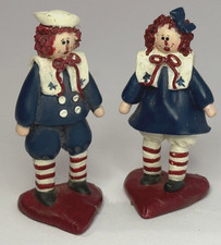 Vintage Gail West Raggedy Ann & Andy Patriotic Sailor Figurines Pair picture