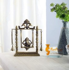 Brass Ganesha On Jhoola Swing with Bells Showpiece picture