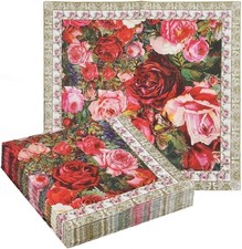 6.5 Inch/20 Count, Vintage Rose Floral Paper Napkins picture