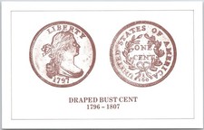 Draped Bust Cent 1796-1807 Vintage Numismatic Postcard Coin Art picture