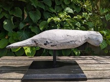 Vintage Estate Carved Working Dove Decoy  On Faux Ebonized Base Folk art picture
