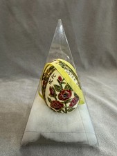 Hand Painted Floral Design on Ornate Decorative Egg in Clear Display Case picture