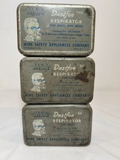 Vintage MSA Dustfoe Respirator Set of 3 #55 #66 2 with Filter Boxes Mining USA picture