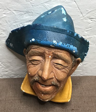 Vintage 1961 Bossons Sardinian Chalkware Head Wall Plaque Made in England picture