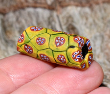 Antique Venetian Green Millefiori Snakeskin Cobra Head Cane, African Trade Bead picture
