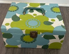 Vtg 70s Mod Vanity Sewing Box Daisy Floral Flower Power Storage Case MCM Decor picture