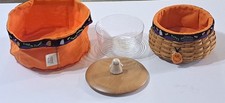 Longaberger 2004 Hostess Happy Halloween Basket Set: 2 Liners, Lid & Ghost Knob picture