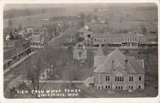 Bird's-Eye View fr Water Tower Stockbridge MI Michigan RPPC Photo Postcard COPY picture