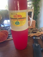Vintage 1970's King Seely Thermos 6402 Wide Mouth 1 Qt Red Vacuum Bottle w Label picture