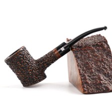 Sandblasted Briar Wooden Tobacco Pipe Handmade Poker Bent Pipe Fit 9mm Filter picture