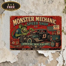 Classic Car Culture Rat Rod Garage Custom Workshop Metal Tin Sign Decor picture