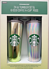 Starbucks Tumblers 2pk w/6 Iced Coffee K-Cup Pods NEW picture