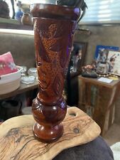 Vintage Carved Wood Island Tall Footed Vase picture