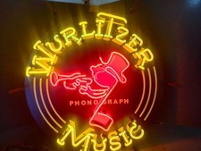 US STOCK Wurlitzer Trumpet Jukebox Vintage Neon Sign Light Glass Handmade 24x24 picture