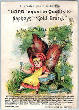 1880s-90s Naphey Gold Brar'd Lard Puzzle cards Uncle Sam Trade Card P147 picture