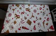 Western Cowboy Vintage Tablecloth Cotton Print 52 x 58 Kitch Retro 1950s Linen picture