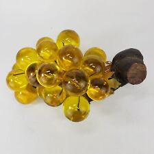 Large 1960's Mid Century Amber Lucite Acrylic Grape Cluster on Wooden Stem picture