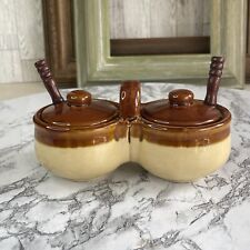 Vintage 1979 Taiwan Houston Foods Jelly Sugar Creamer Condiment Server W Spoons picture
