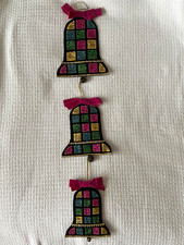 Vintage Bucilla “Jeweled” “Christmas Bells” Wall Hanging. picture