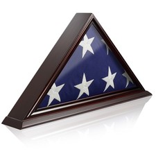 Memorial Flag Display Case for Burial Funeral 5' X 9' Folded, Solid Wood picture
