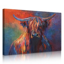 Yatsen Bridge Graffiti Animal Canvas Wall Art Funny Cow Oil Painting Colorful picture