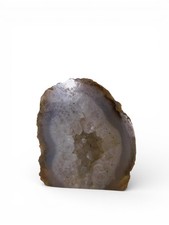 Vtg Grey Agate Geode Standing Stone Polished Druzy Crystal Altar Decor 0.38lbs picture
