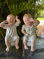 Rare Heubach potty babies. 8 1/2” tall. German Bisque figurine. picture