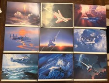 Vintage Grumman Aerospace Aircraft Art Prints Lot of 9 F-14 X-29 NASA picture