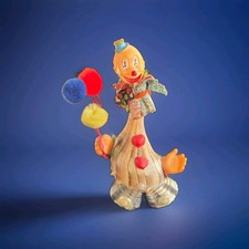 Vintage Sea Shell Art Clown Figurine Circus Balloons Pom Poms Kitschy MCM Craft picture