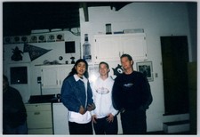 Vtg Color Snapshot Three Young Men Posing Together Room Interior 1990s picture