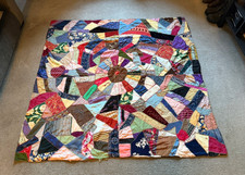VTG Antique 1930s Hand Made Sewn School Days St. Paul MN Embroidered Crazy Quilt picture
