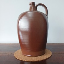 Attractive Mid Size Vintage French Stoneware Brown Bottle - Perhaps for Calvados picture