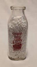 Gnagey’s Dairy Meyersdale PA Guernsey Milk Bottle Go To Church Pint Buttercup picture