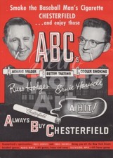 ABC Chesterfield Cigarettes Russ Hodges Ernie Harwell vintage Print Ad 1950 Page picture
