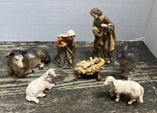 Vintage Pema Hand carved Nativity from Northern Italy 8 Pieces picture