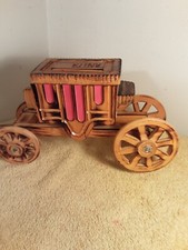 Very Vintage Collectible English Coach Carriage  W/ Top That Opens 14 by 4 picture