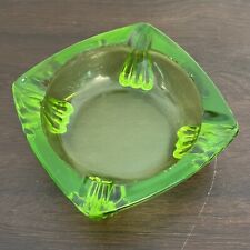 Vtg Green Glass Clawfoot Ashtray Ash Tray   picture