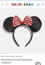 Baublebar x Disney Classic Minnie Mouse Ears Pearls Gems Headband NWT Black Red  picture