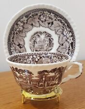 Vintage Mason's Vista Brown Transferware Ironstone Tea Cup and Saucer England picture